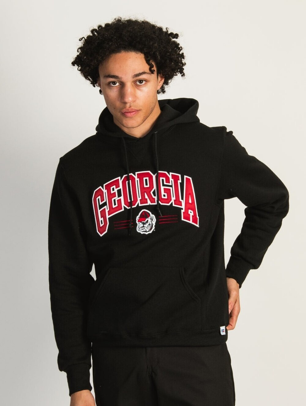 RUSSELL ATHLETIC NCAA RUS GEORGIA PULLOVER HOODIE Black Red Size Medium Unisex